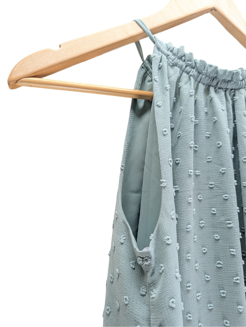 Mine Blouse Women Small Swiss Dot Lace Hem Sage Green - Picture 2 of 6